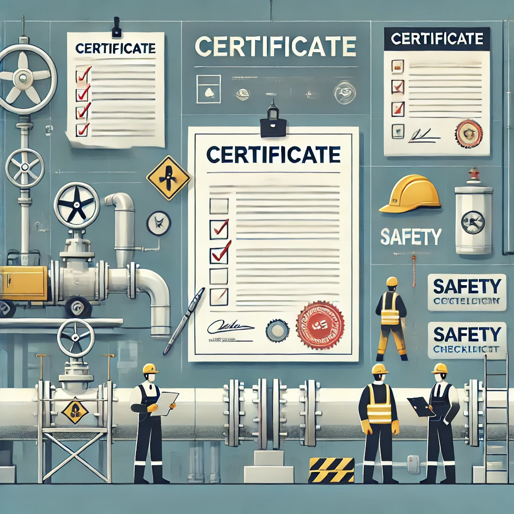 image depicting regulatory and safety standards certificates and authorizations in the pipeline serviced industry regarding insertion valves.